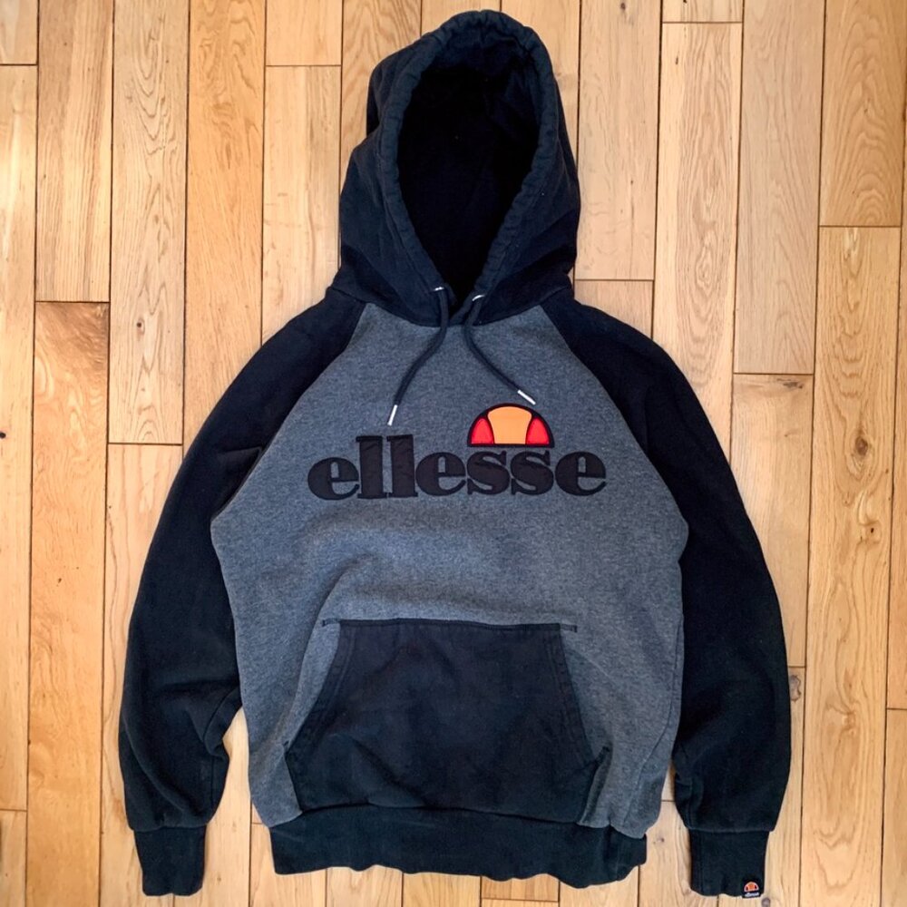 Ellesse Men's Hoodie Medium Black Gray Pullover Sweater Cut tag